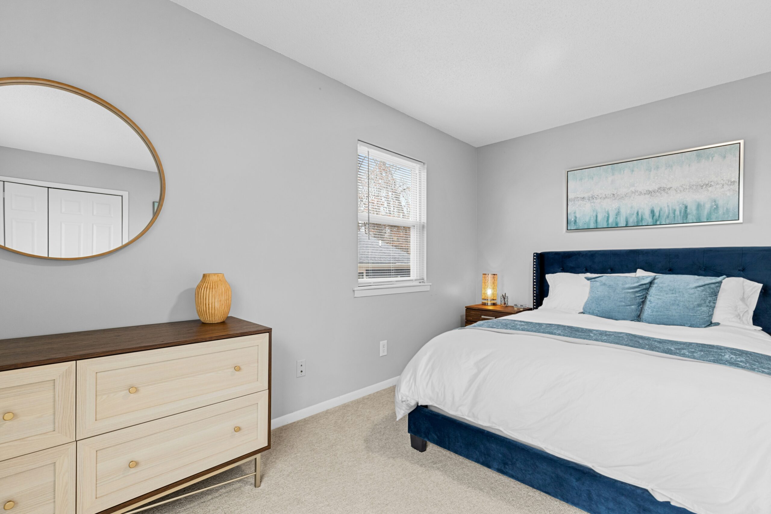 bedroom interior painting with soft gray tones in Florida home