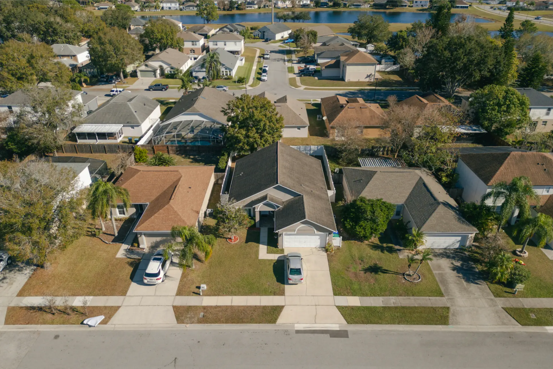 Aerial view of Tampa neighborhood served by Precision Painters